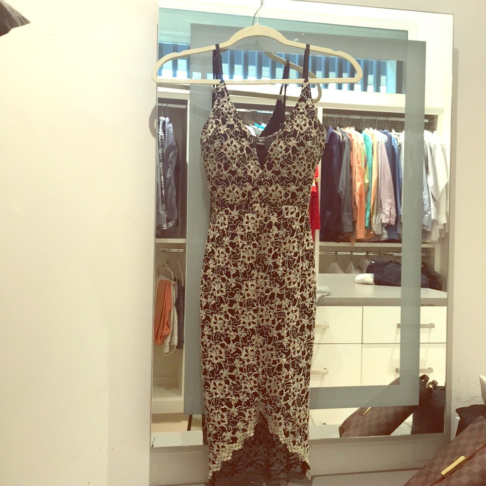 Black and gold lace dress